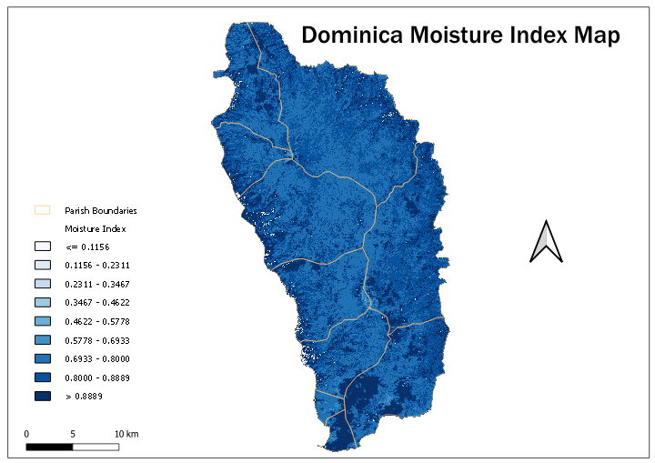 Dominica moisture index map